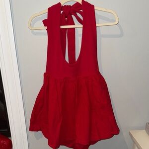 Red Free People Halter Romper